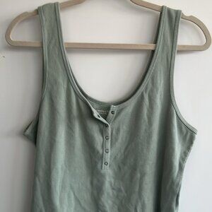 Abercrombie & Fitch Ribbed Tank Olive Green, Size XL